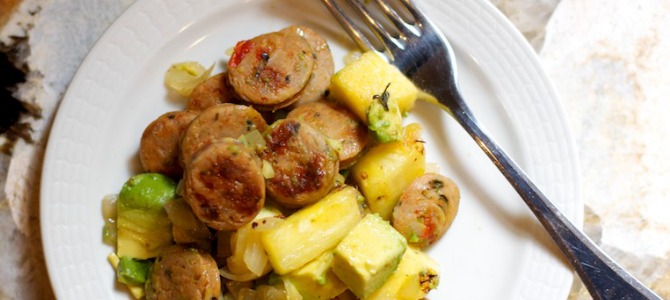 Chicken Sausage with Pineapple and Avocado Chicken Sausage with Pineapple and Avocado