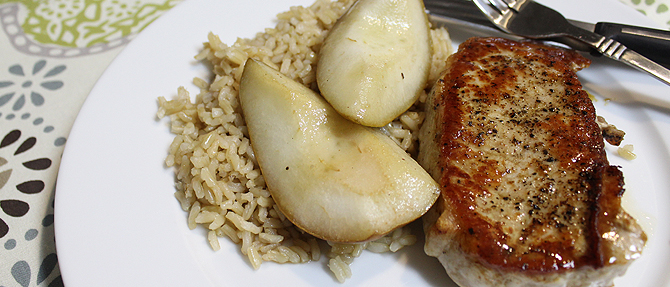 Honey-Balsamic Pork Chops with Roasted Cider Pears Honey-Balsamic Pork Chops with Roasted Cider Pears