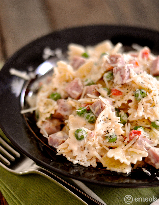 Superfast Dinner Creamy BowTie Pasta with Ham The eMeals Blog