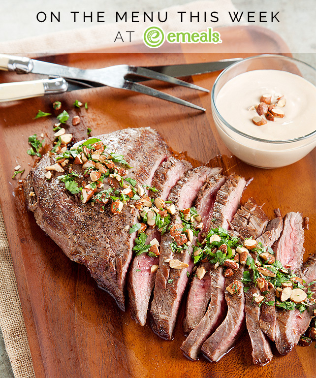 On the Menu This Week Flank Steak with Creamy Cauliflower Sauce The